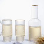 Bela Glass Jug Set | 800 ml Jug + 4 Golden Detail Glasses