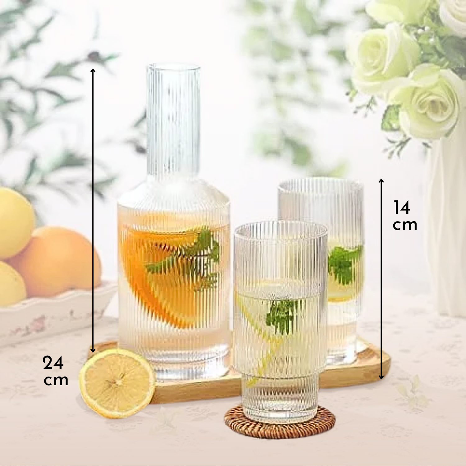 Brio Glass Jug Set | 800ml Jug + 4 European Style Glasses