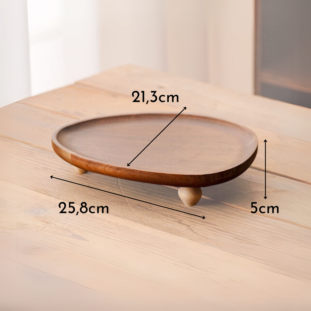 Bela Rustic Acacia Wood Tray | Elevated Design with Three Legs