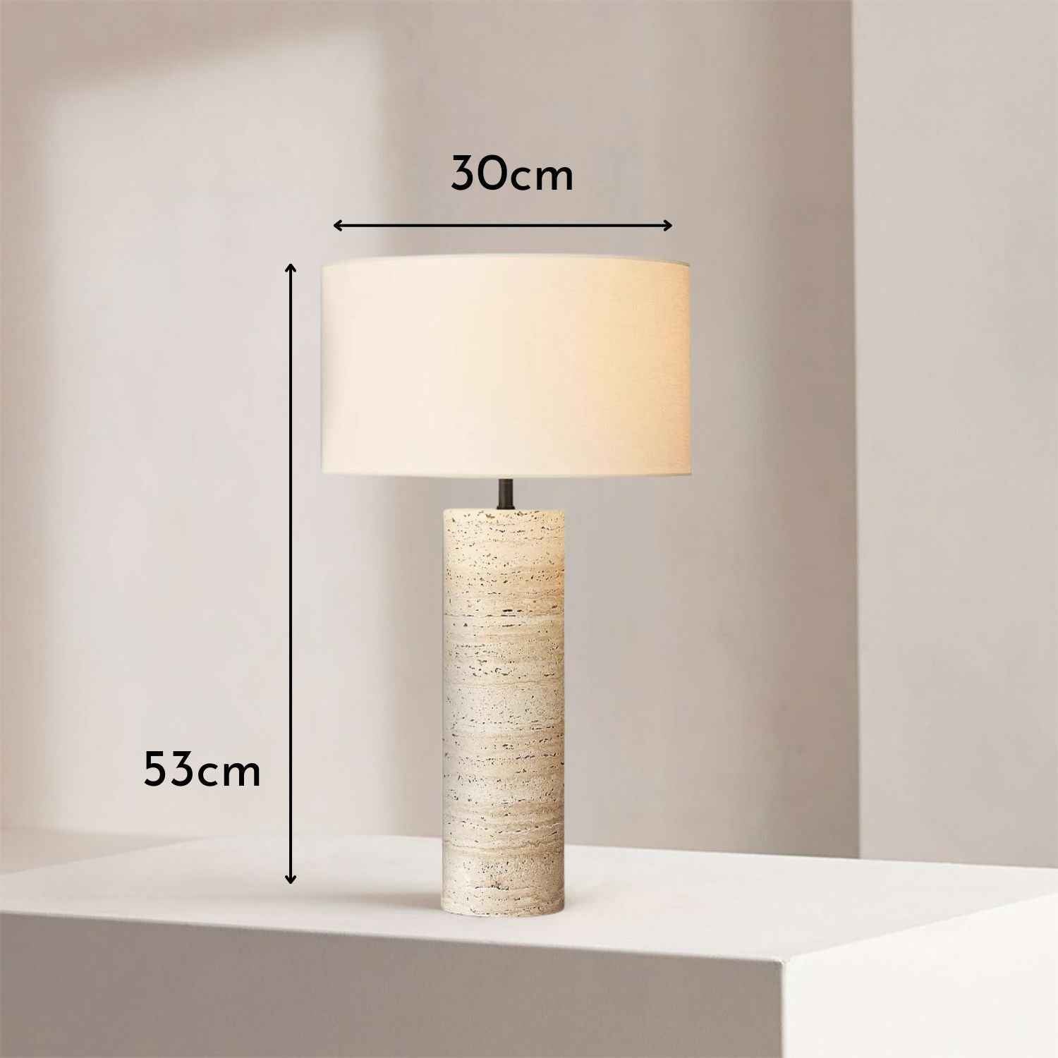 Nordic – Cream Travertine Table Lamp, Medium