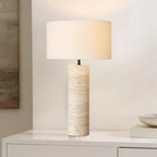 Nordic – Cream Travertine Table Lamp, Large