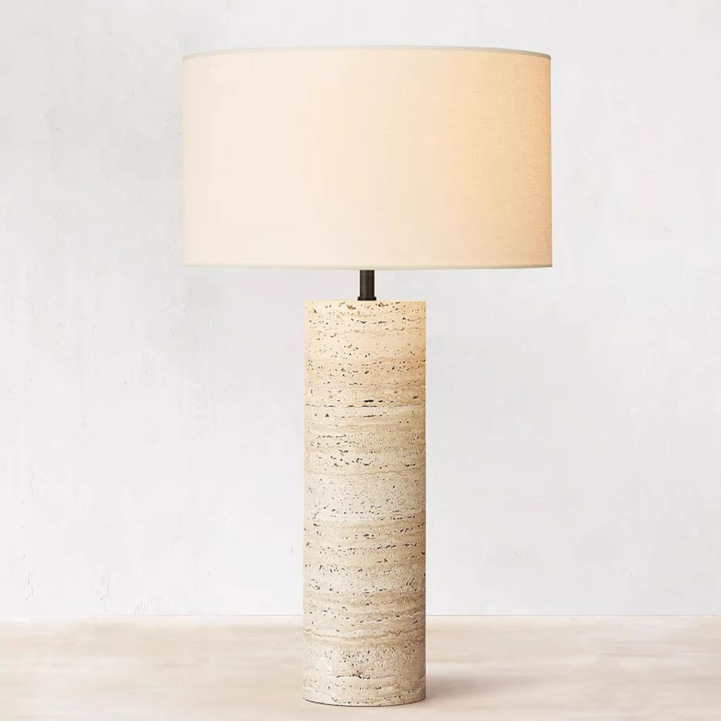 Nordic – Cream Travertine Table Lamp, Large