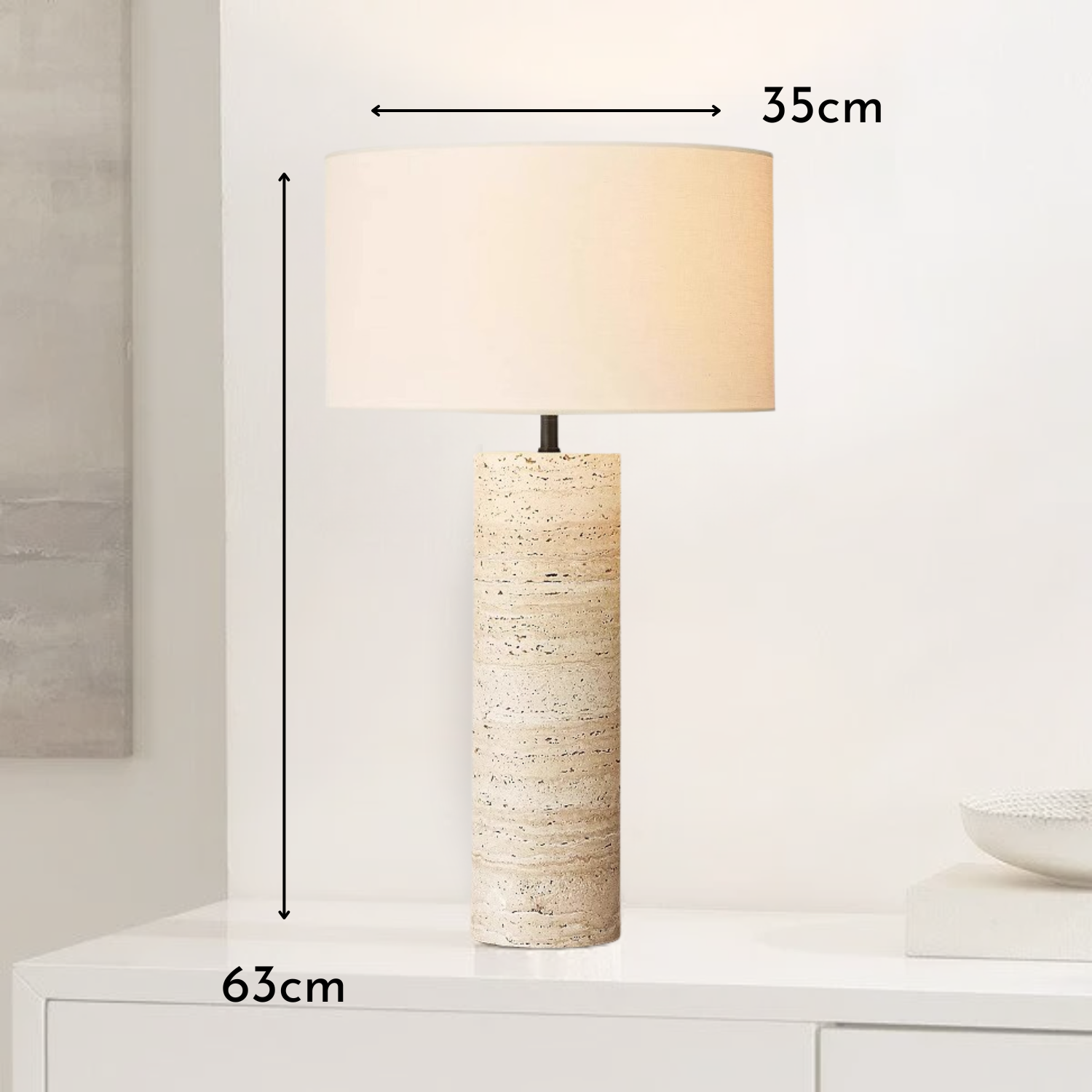 Nordic – Cream Travertine Table Lamp, Large