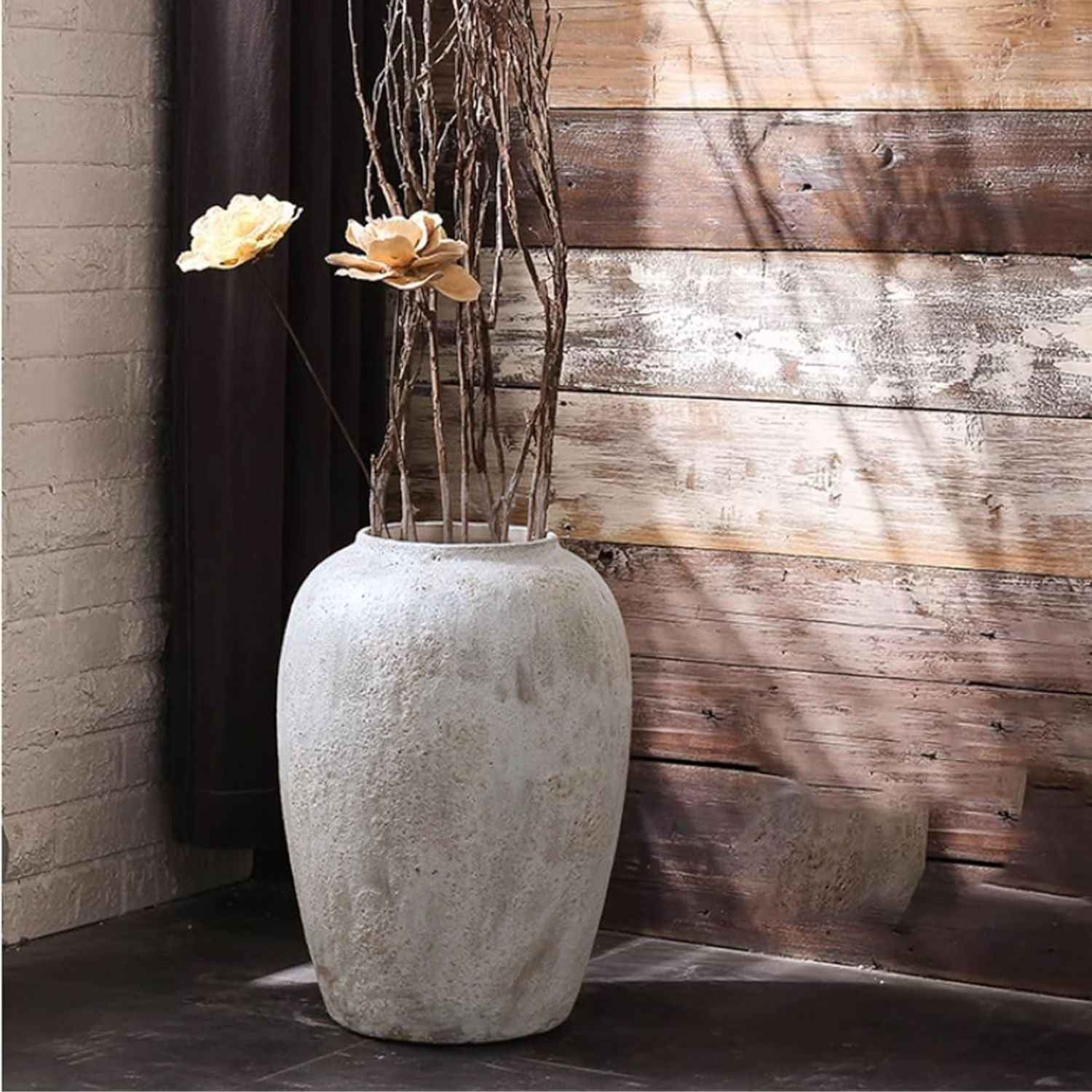 Bela Rustic Ceramic Planter Vase | Handcrafted, Large Size Design