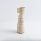 Bela Travertine Marble Candle Holder | Sculptural Design, 25 cm Height