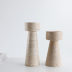 Bela Travertine Marble Candle Holder | Sculptural Design, 25 cm Height