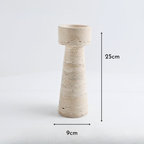 Bela Travertine Marble Candle Holder | Sculptural Design, 25 cm Height