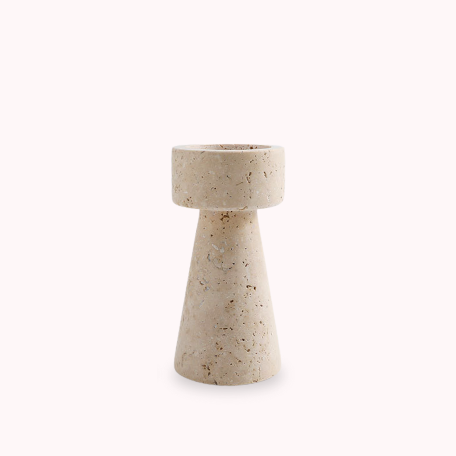 Bello Candle Holder Tower | Natural Travertine Marble, 20cm