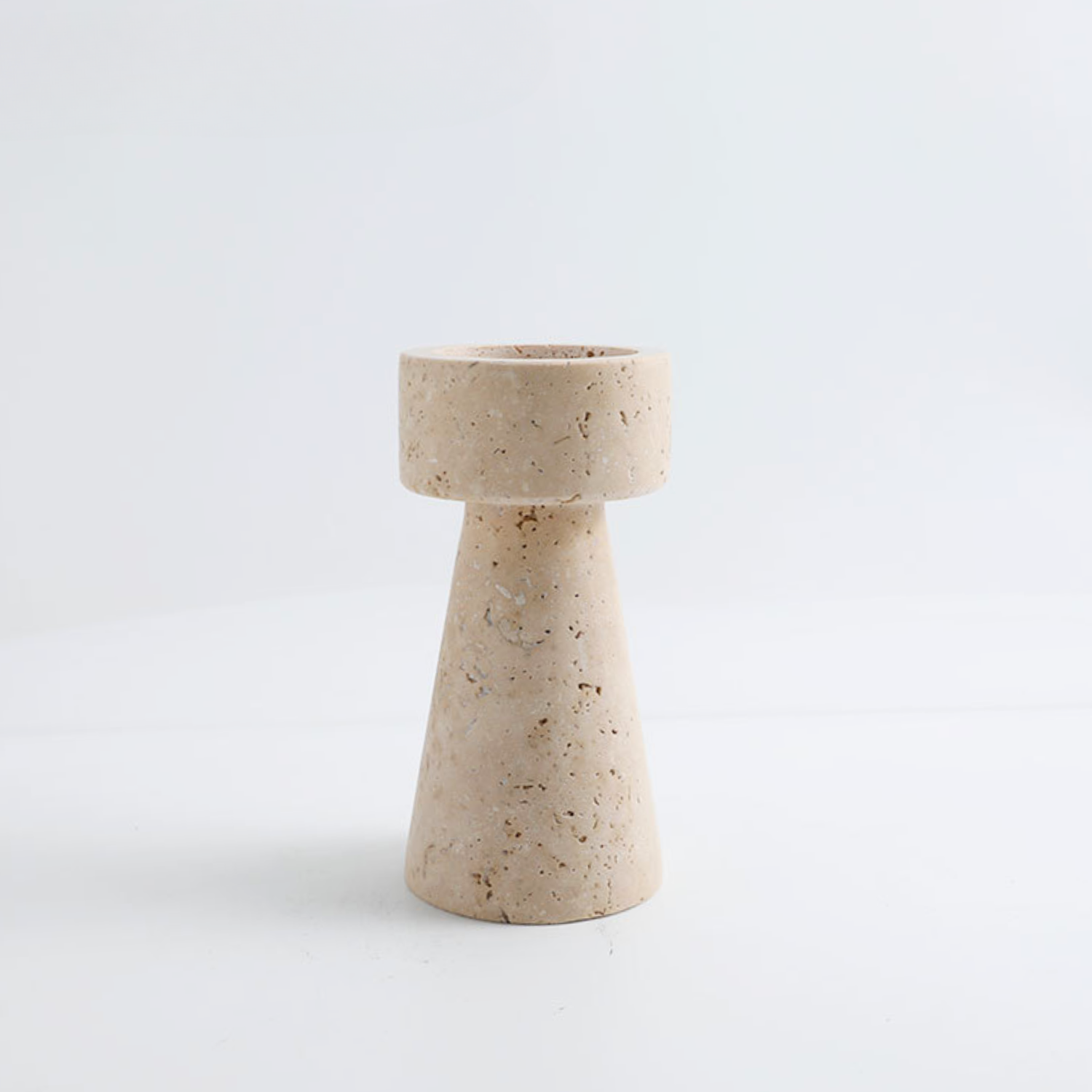 Bello Candle Holder Tower | Natural Travertine Marble, 20cm