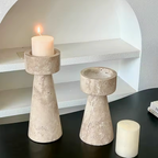 Bello Candle Holder Tower | Natural Travertine Marble, 20cm