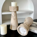 Bello Candle Holder Tower | Natural Travertine Marble, 20cm
