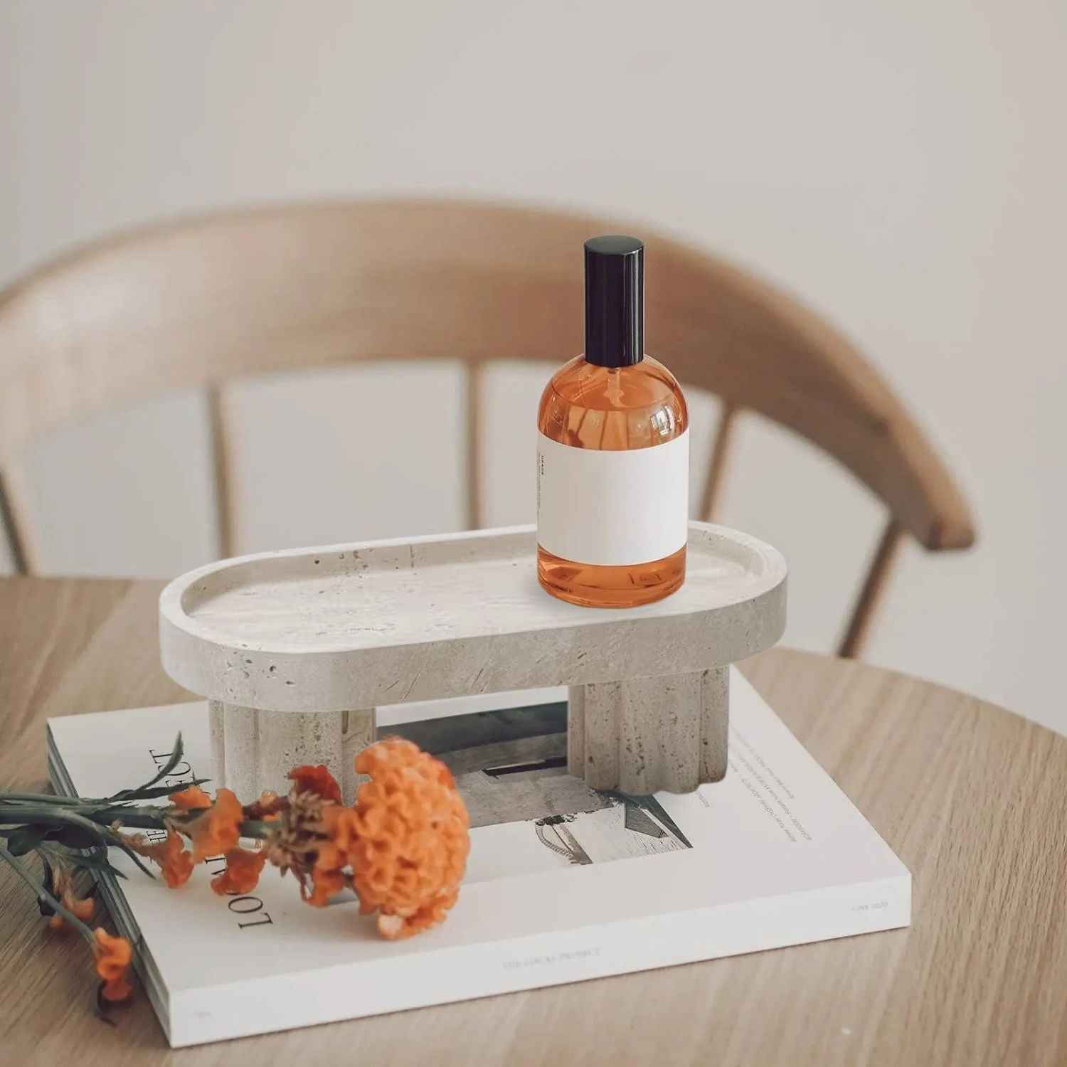 Bello Decorative Tray | Travertine Marble Finish, Elevates Any Space