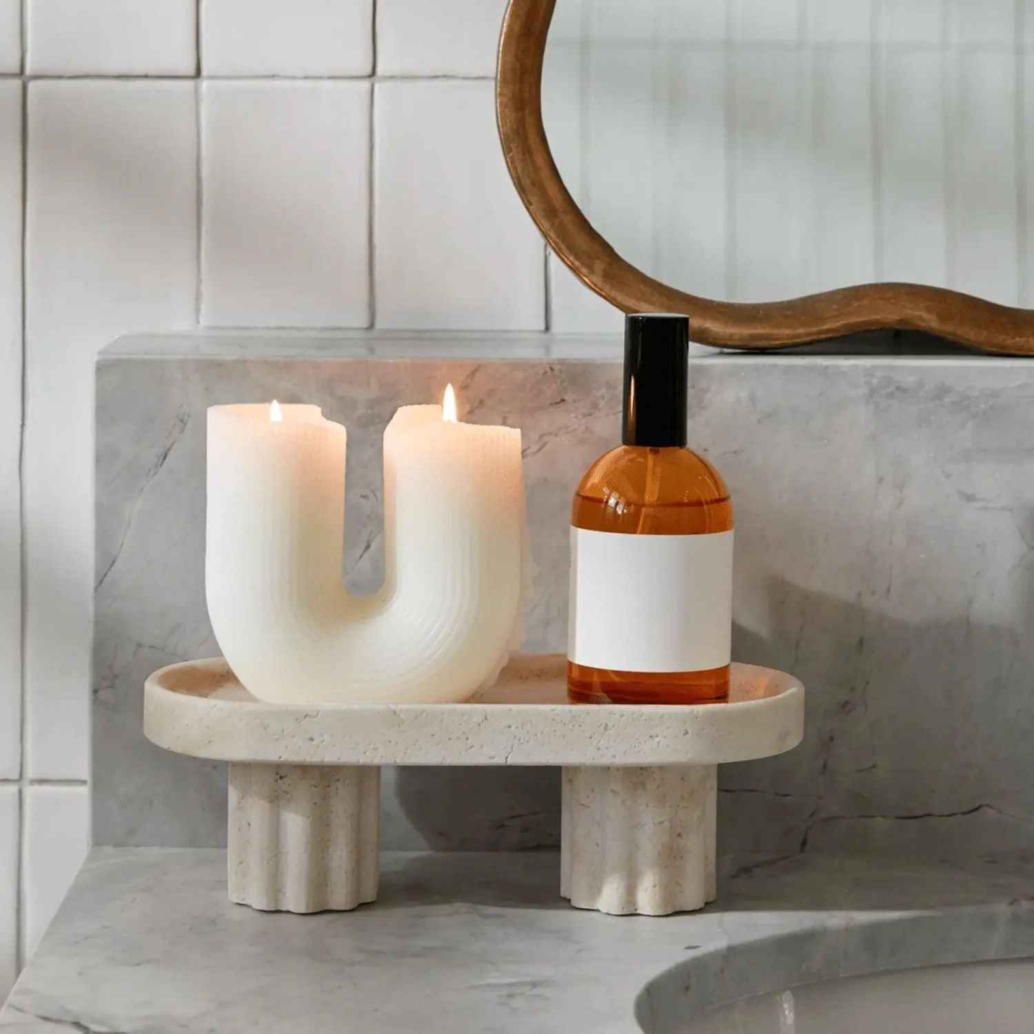 Bello Decorative Tray | Travertine Marble Finish, Elevates Any Space