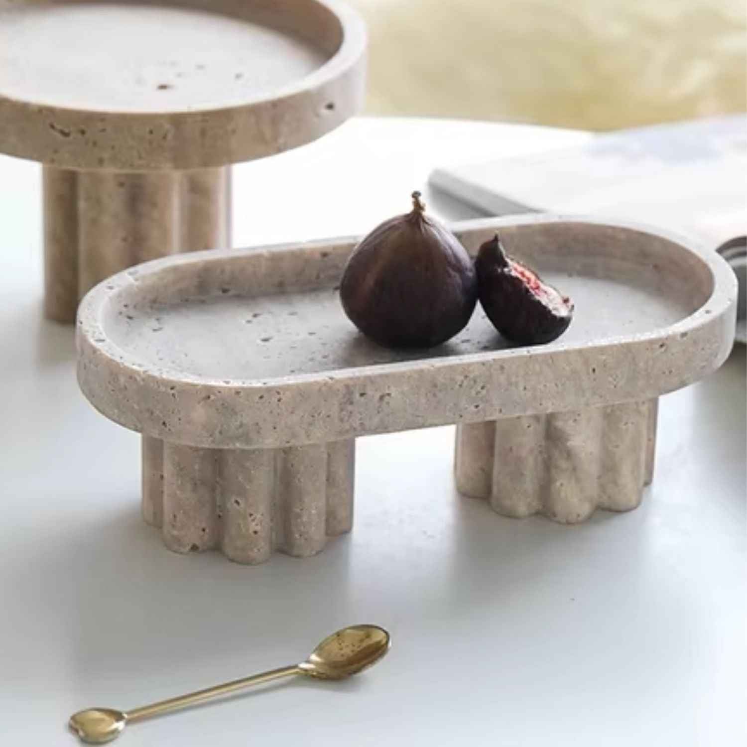 Bello Decorative Tray | Travertine Marble Finish, Elevates Any Space