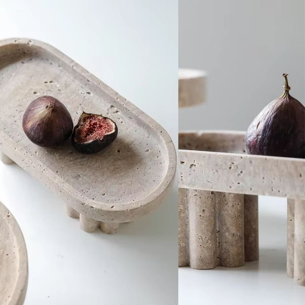Bello Decorative Tray | Travertine Marble Finish, Elevates Any Space