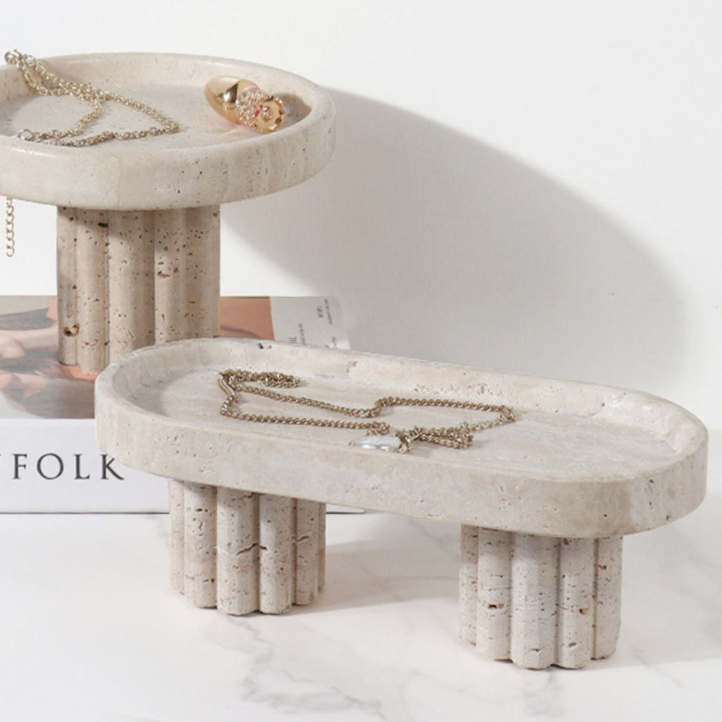 Bello Decorative Tray | Travertine Marble Finish, Elevates Any Space