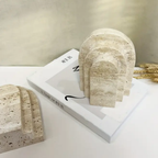 Brio Bookends | Polished Travertine Marble, Set of 2