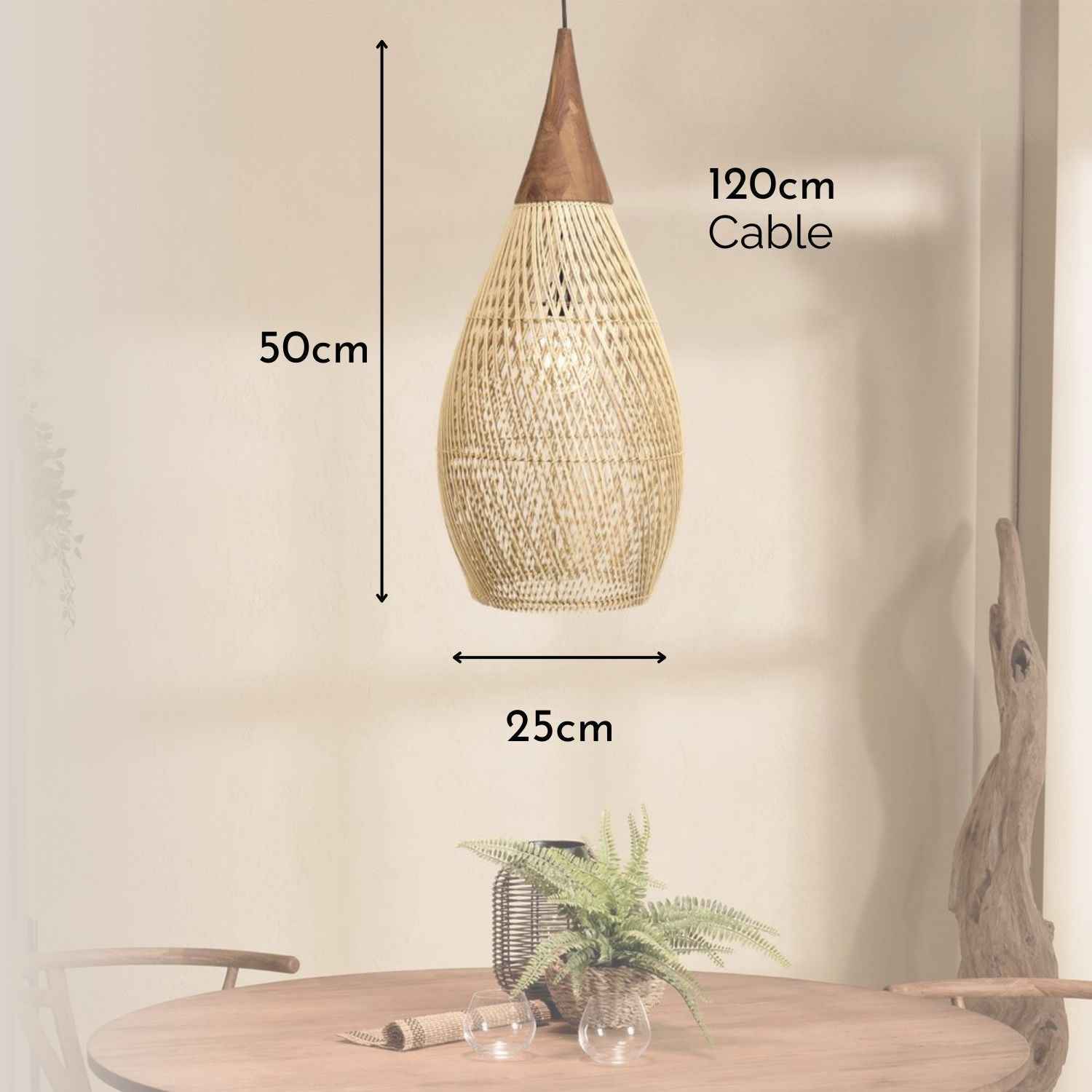 Ethereal – Natural Boho Rattan Pendant Light 25cm