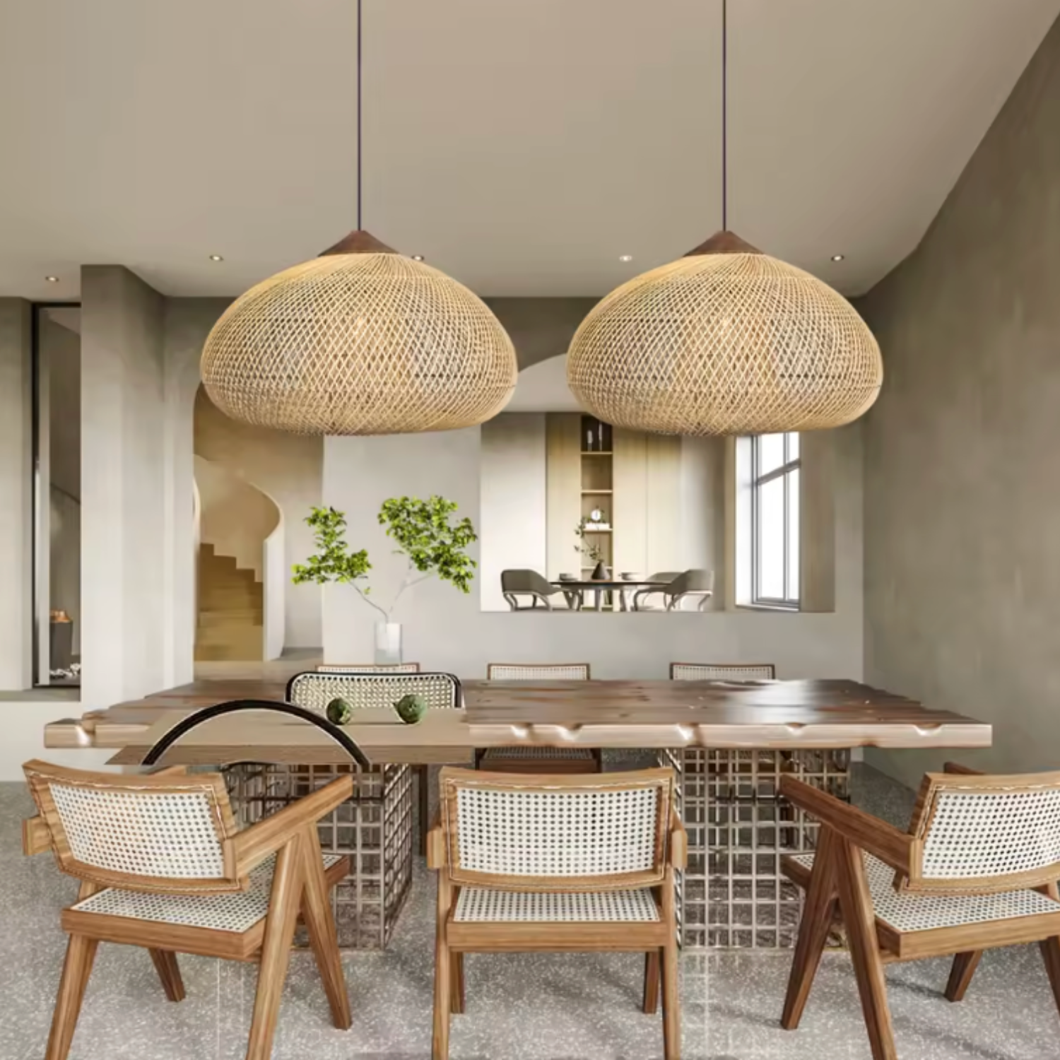 Ethereal – Natural Boho Rattan Pendant Lamp 80cm