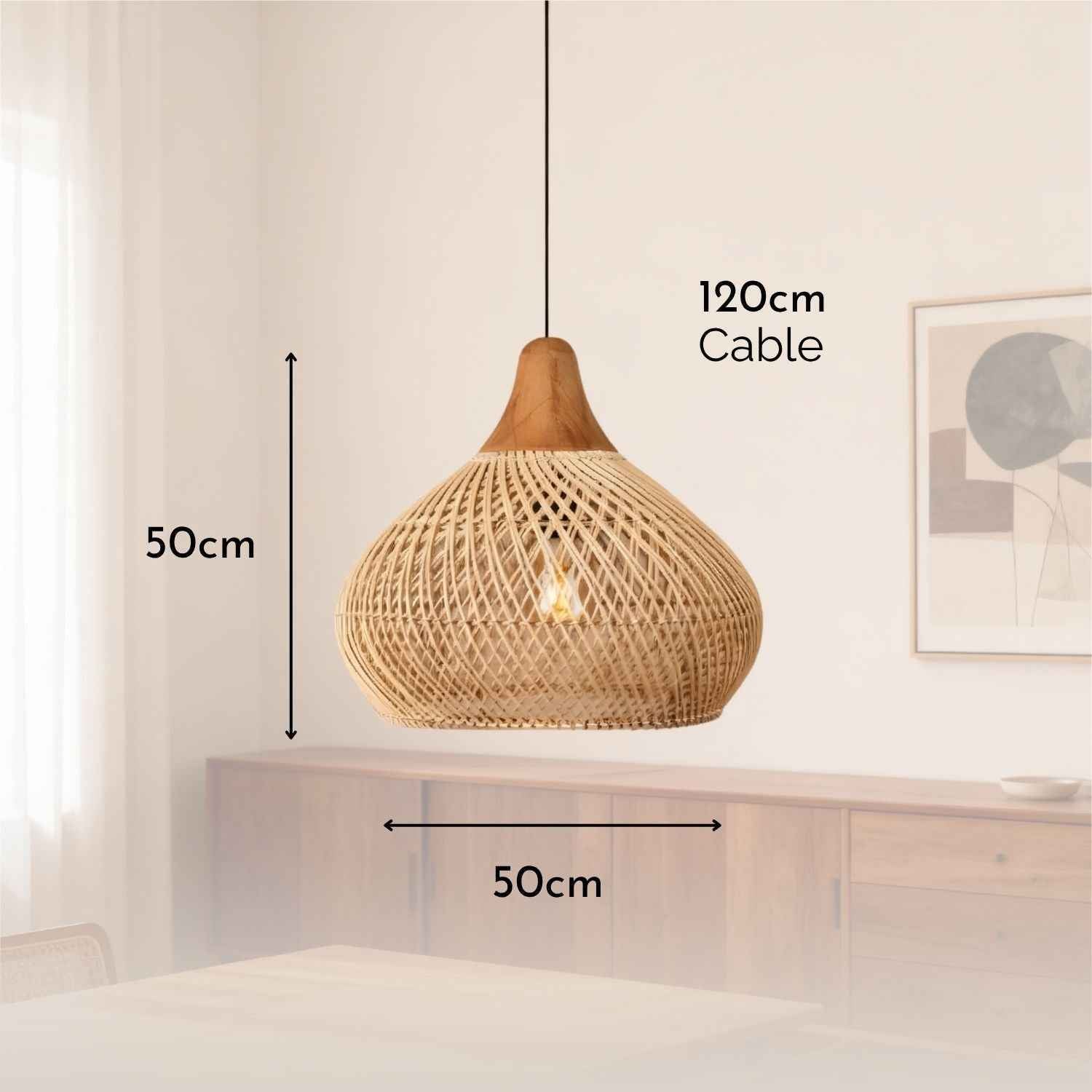 Etereo – Natural Boho Rattan Pendant Lamp 50cm