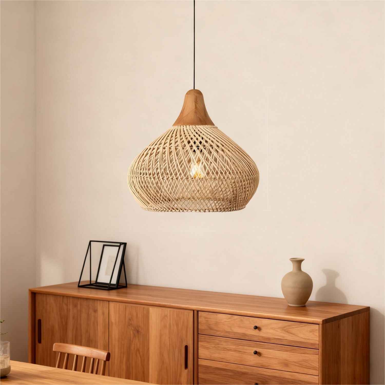 Etereo – Natural Boho Rattan Pendant Lamp 50cm