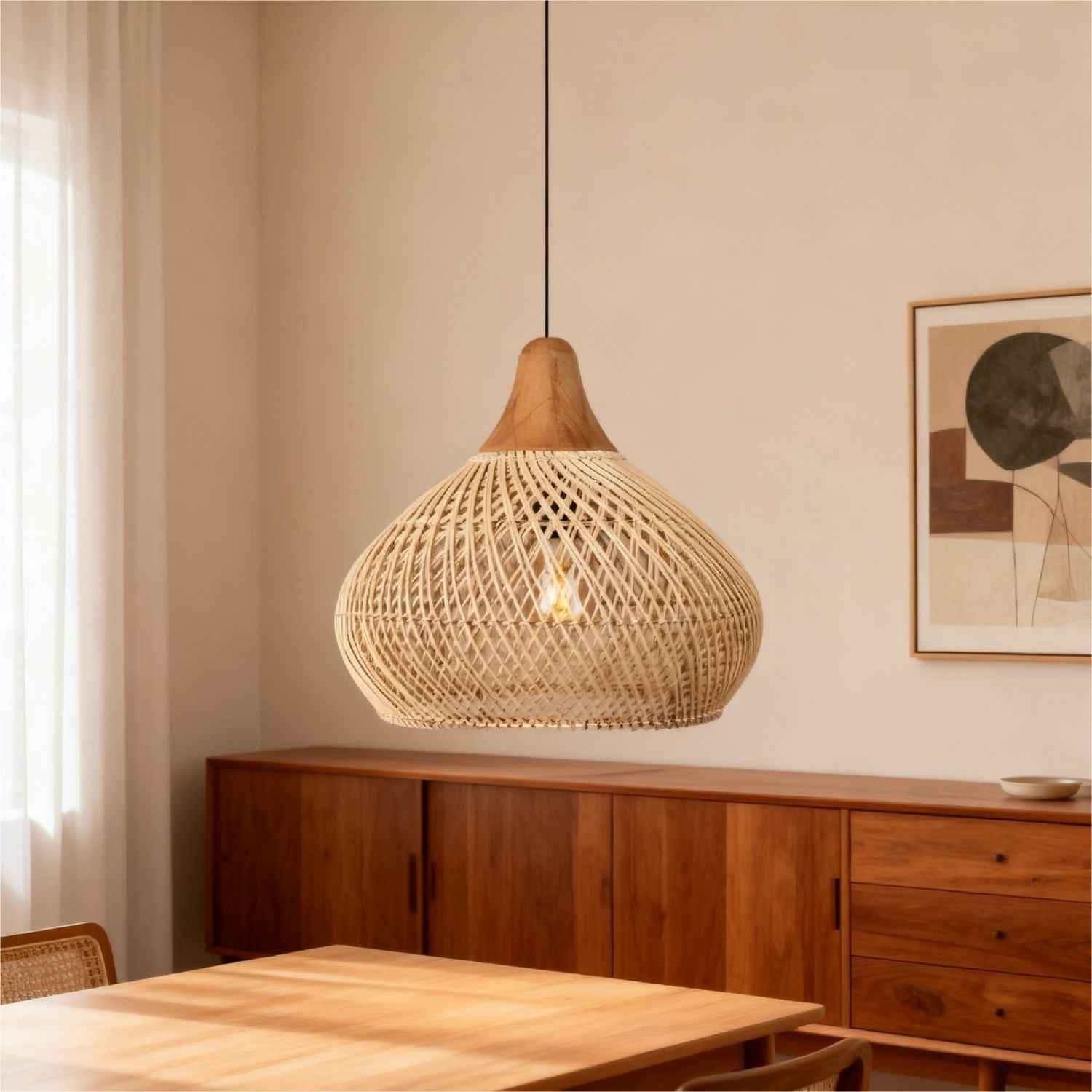 Etereo – Natural Boho Rattan Pendant Lamp 50cm