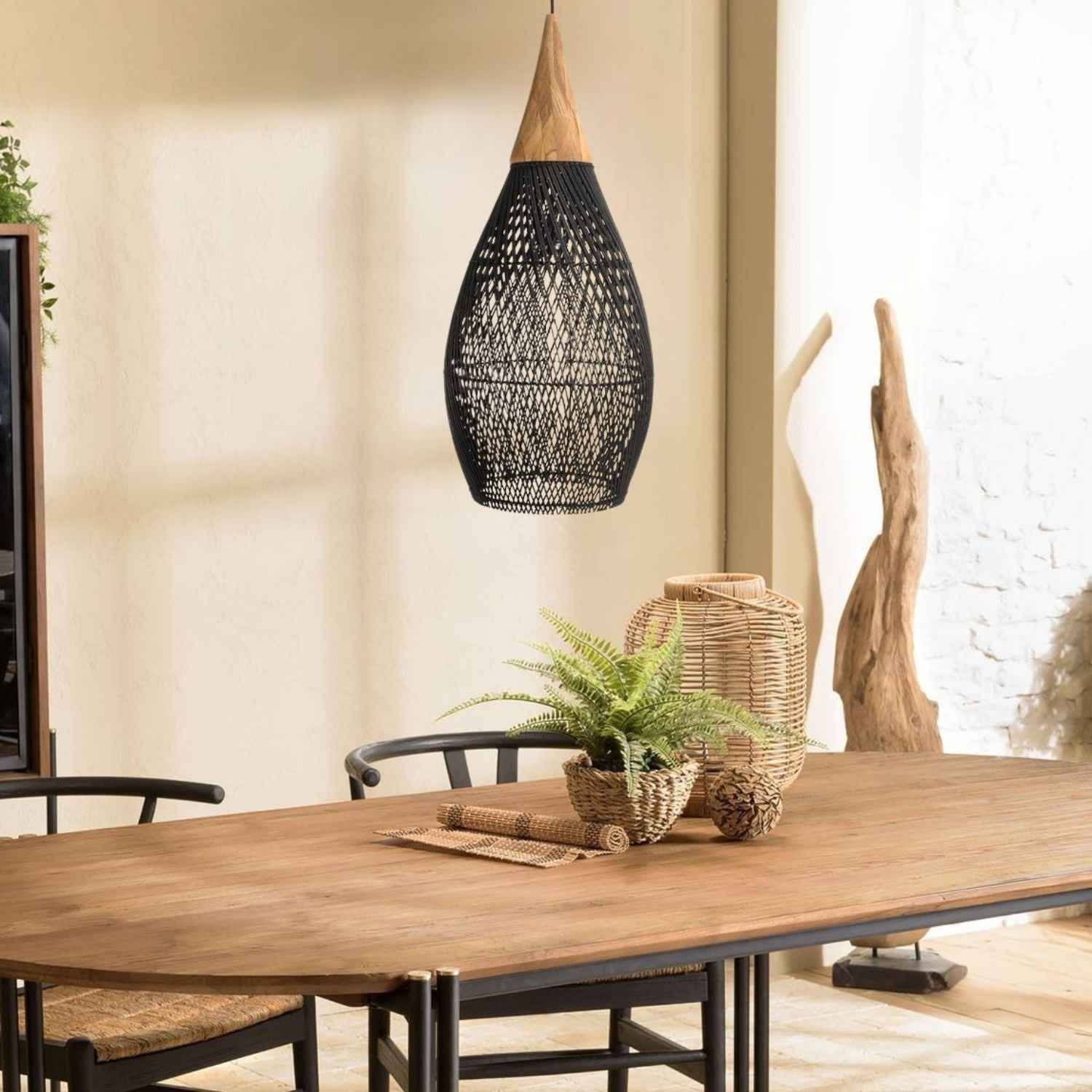 Ethereal – Black Rattan Boho Pendant Lamp 25cm