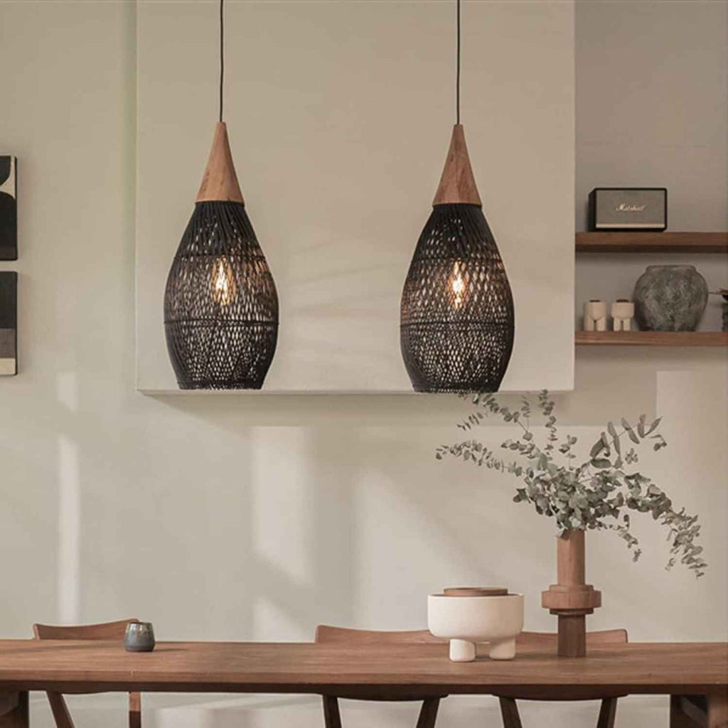 Ethereal – Black Rattan Boho Pendant Lamp 25cm