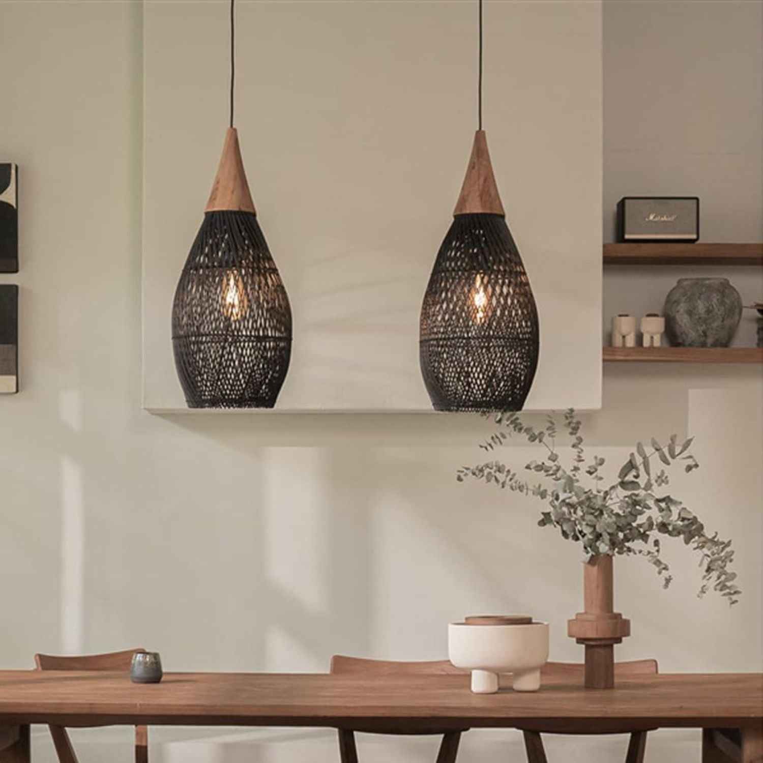 Ethereal – Black Rattan Boho Pendant Lamp 25cm