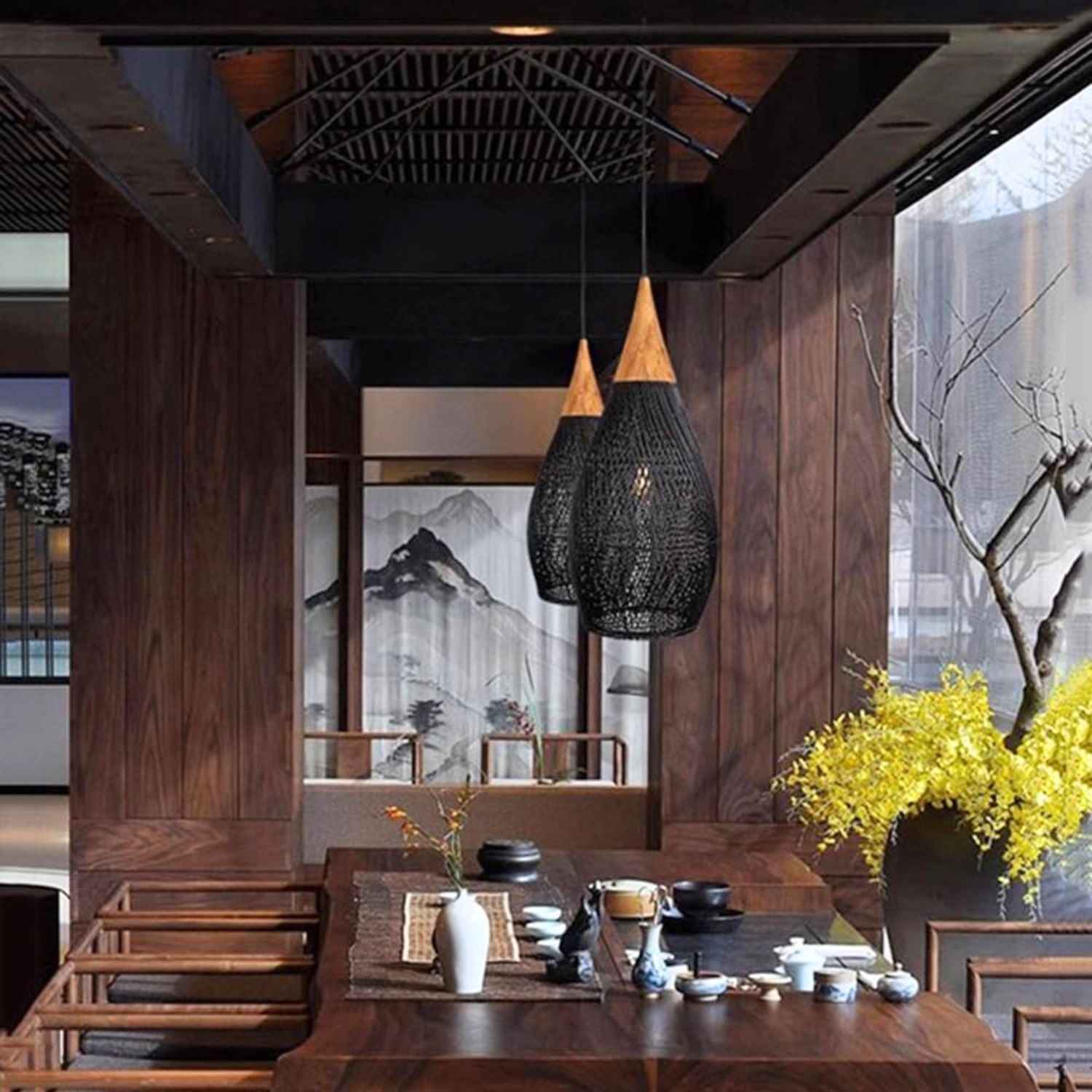 Ethereal – Black Rattan Boho Pendant Lamp 25cm