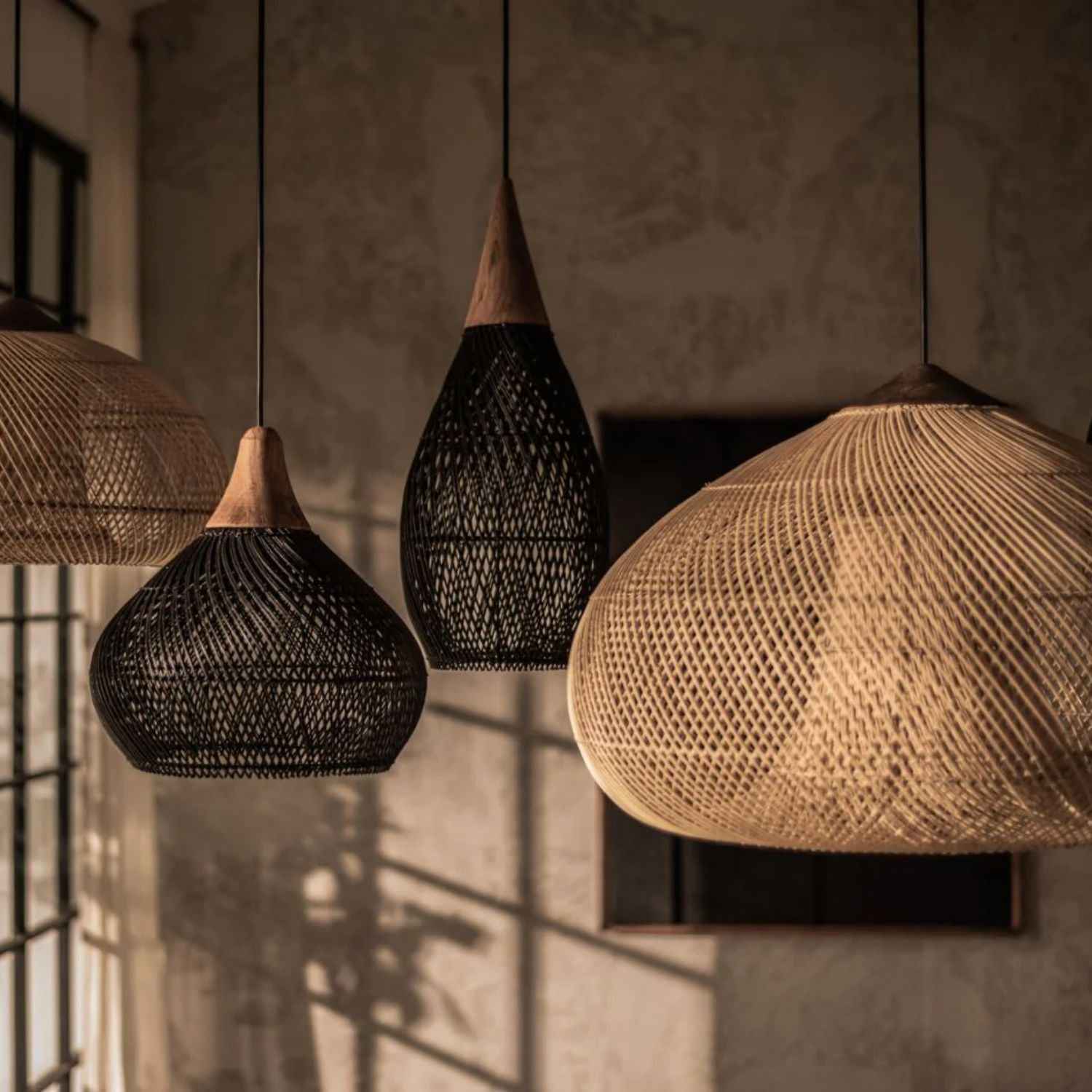 Ethereal – Black Rattan Boho Pendant Lamp 25cm