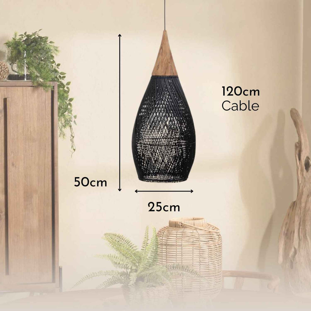 Ethereal – Black Rattan Boho Pendant Lamp 25cm