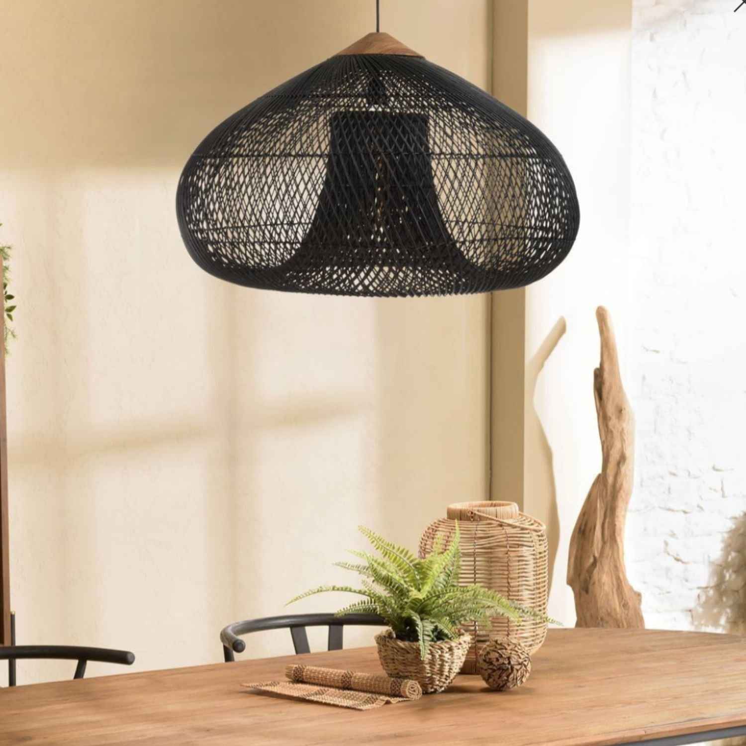 Ethereal – Black Boho Rattan Pendant Lamp 80cm