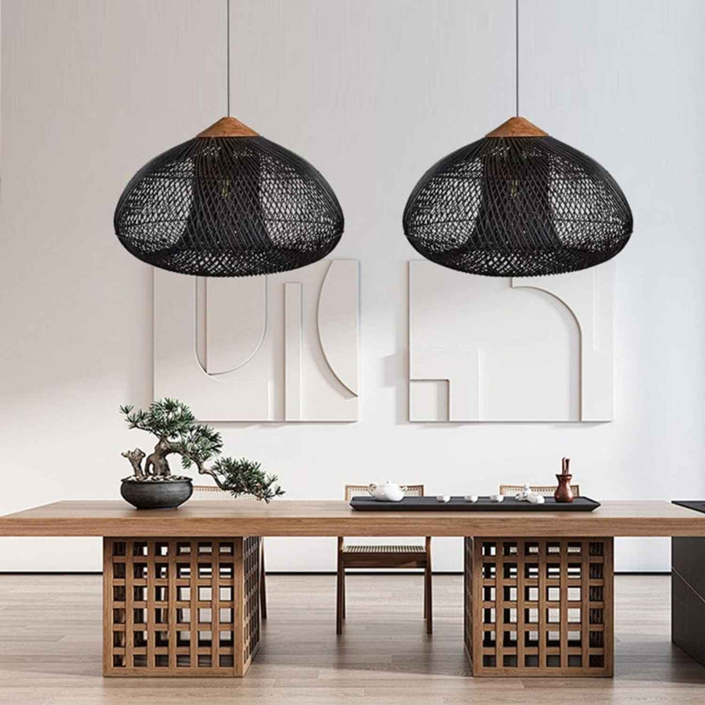 Ethereal – Black Boho Rattan Pendant Lamp 80cm