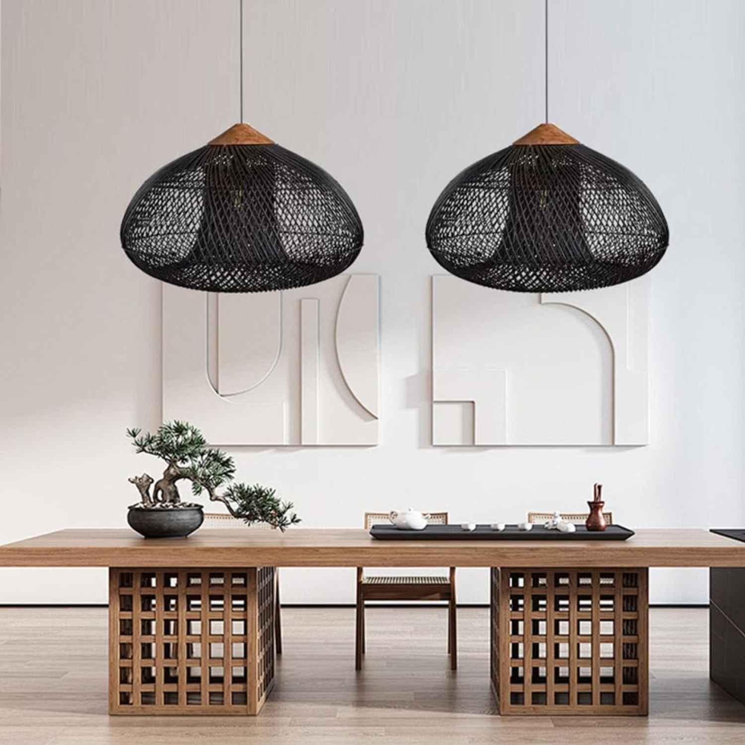 Ethereal – Black Boho Rattan Pendant Lamp 80cm