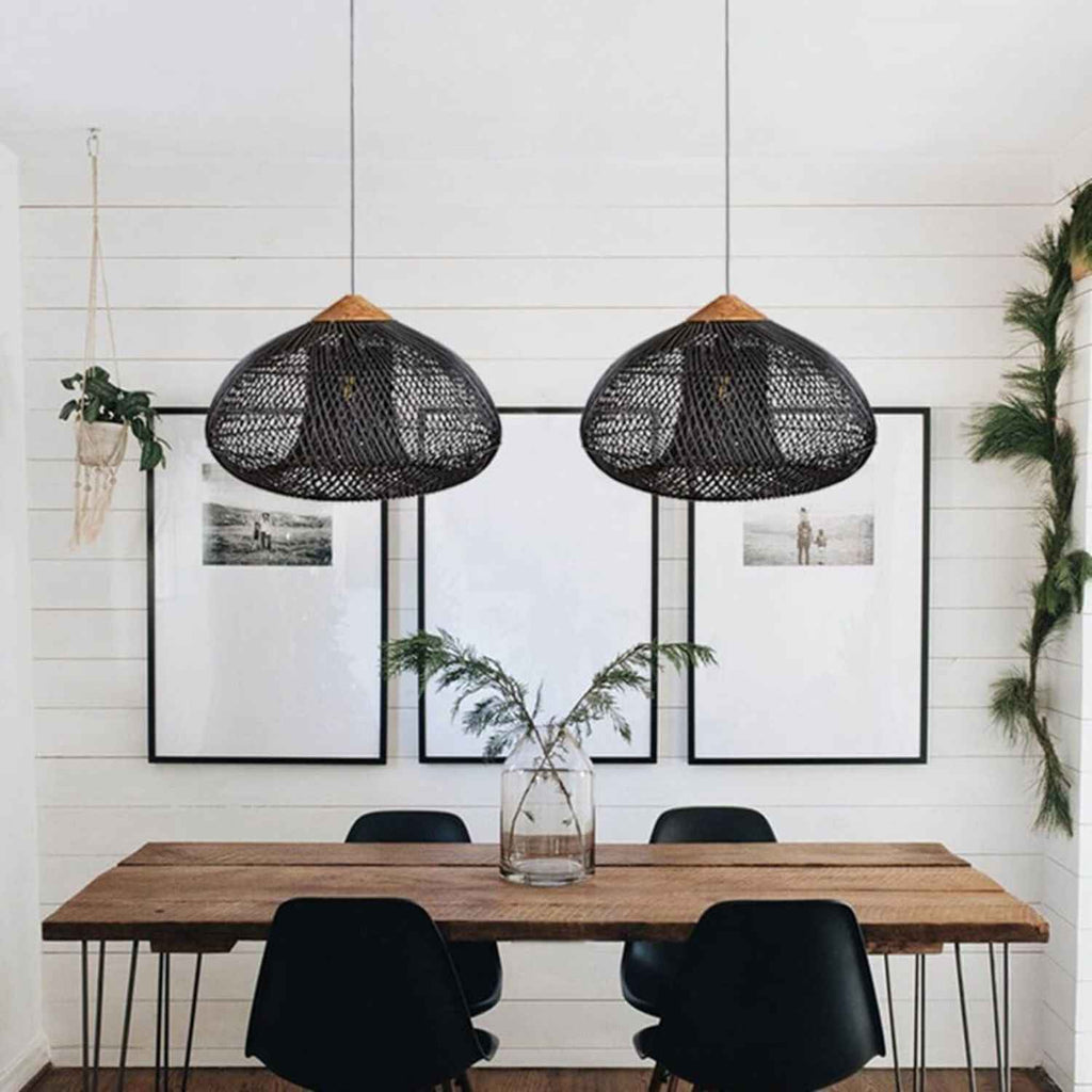 Ethereal – Black Boho Rattan Pendant Lamp 80cm