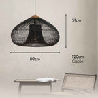 Ethereal – Black Boho Rattan Pendant Lamp 80cm