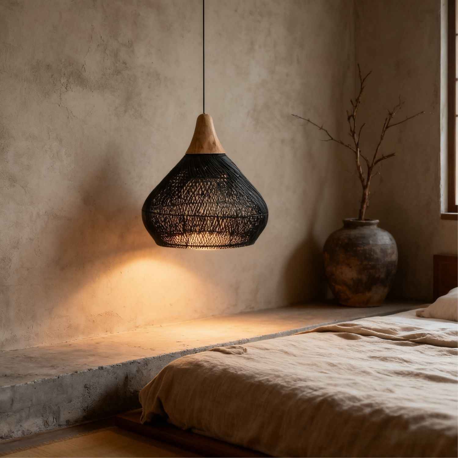 Ethereal – Black Rattan Boho Pendant Light 50cm