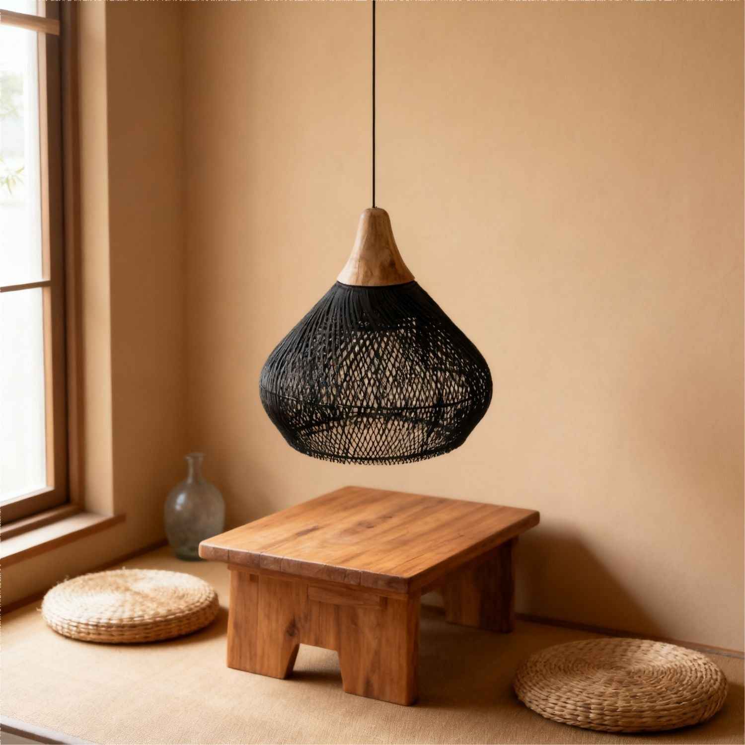 Ethereal – Black Rattan Boho Pendant Light 50cm