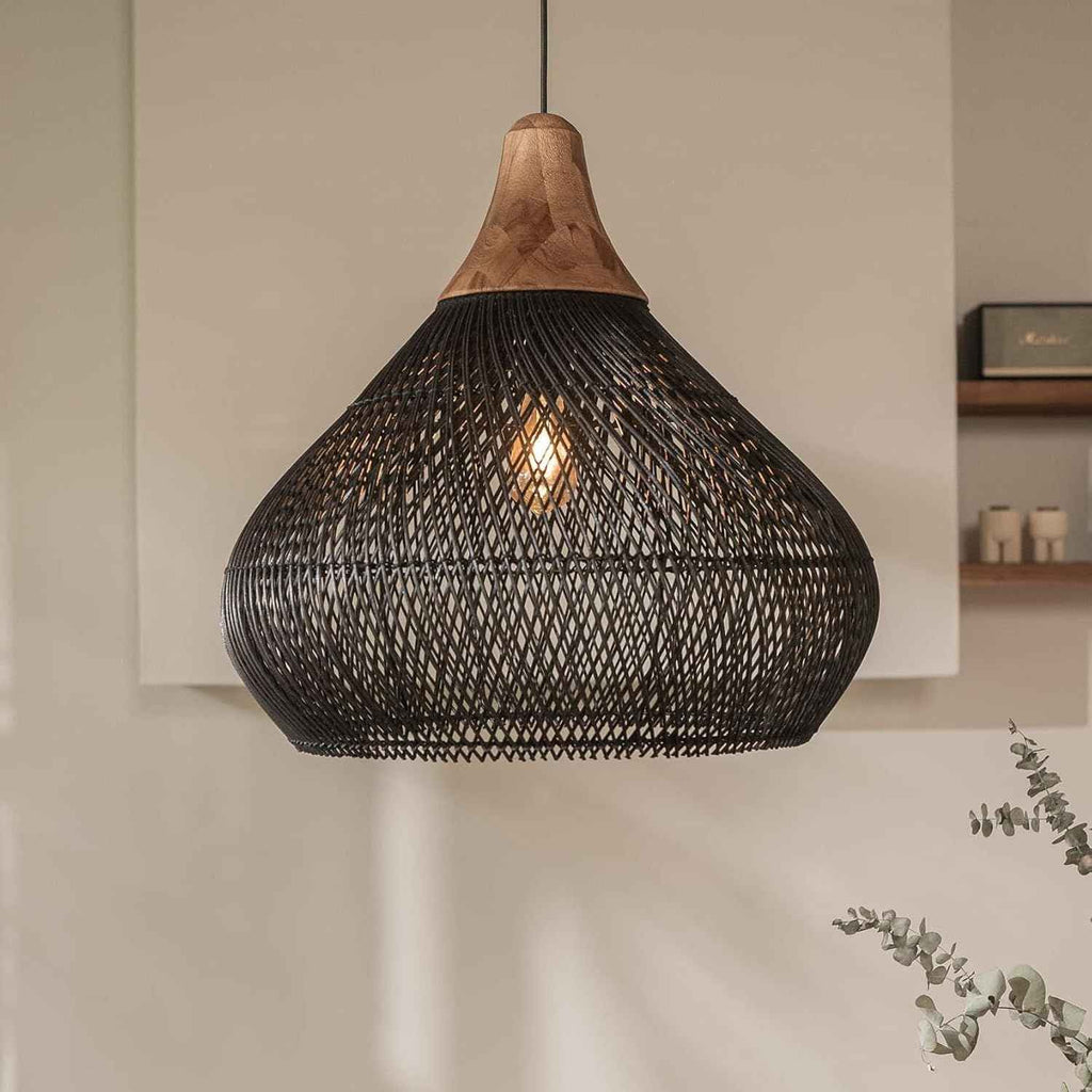 Ethereal – Black Rattan Boho Pendant Light 50cm
