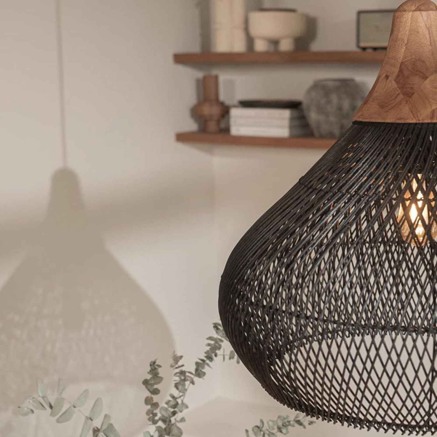 Ethereal – Black Rattan Boho Pendant Light 50cm