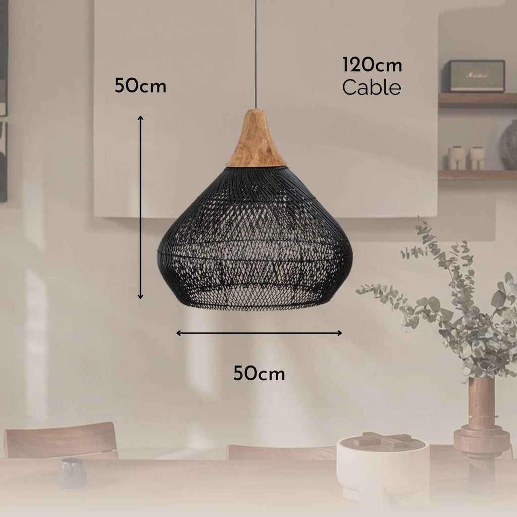 Ethereal – Black Rattan Boho Pendant Light 50cm