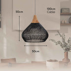 Ethereal – Black Rattan Boho Pendant Light 50cm
