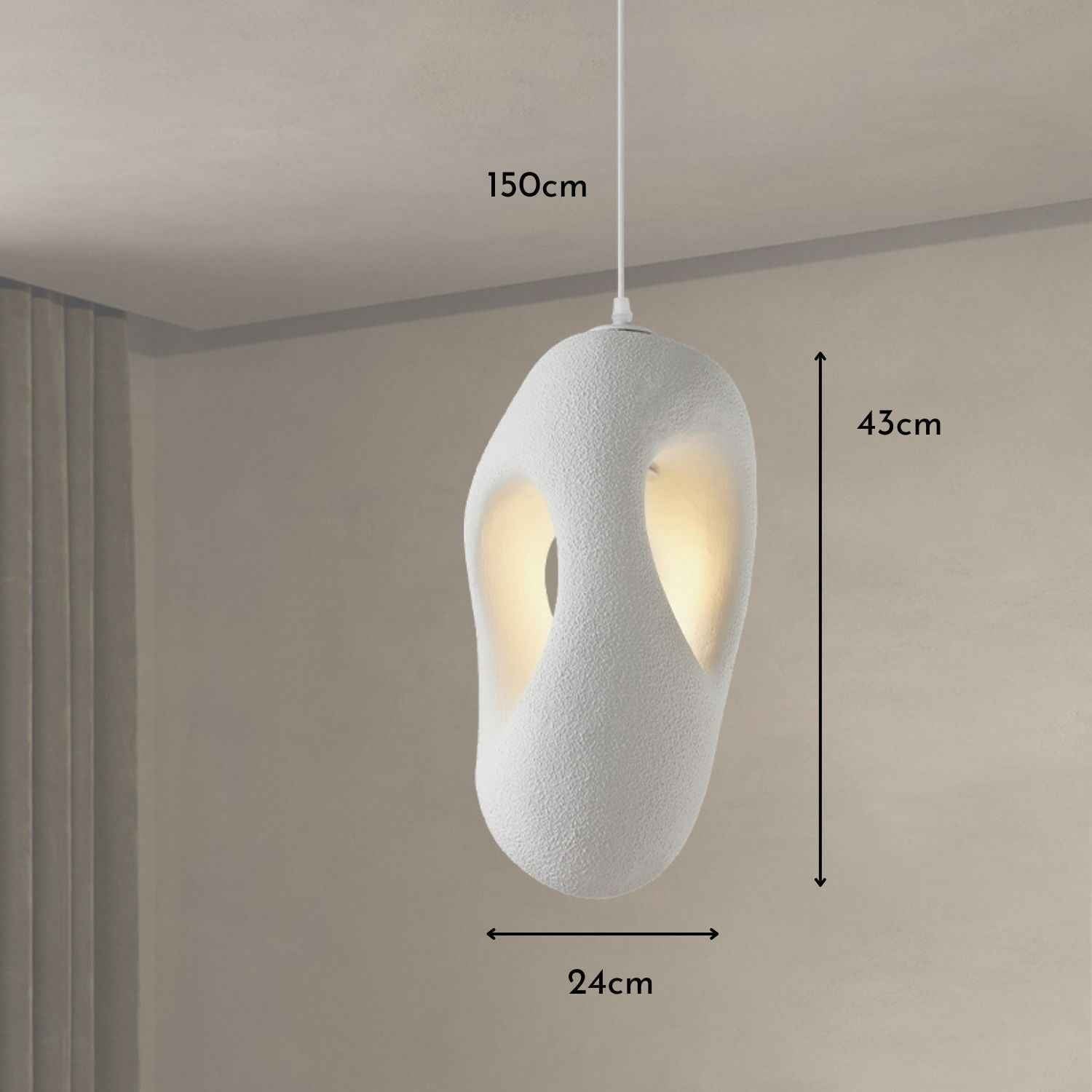Kai – Cream Textured Japandi Pendant Lamp 150cm