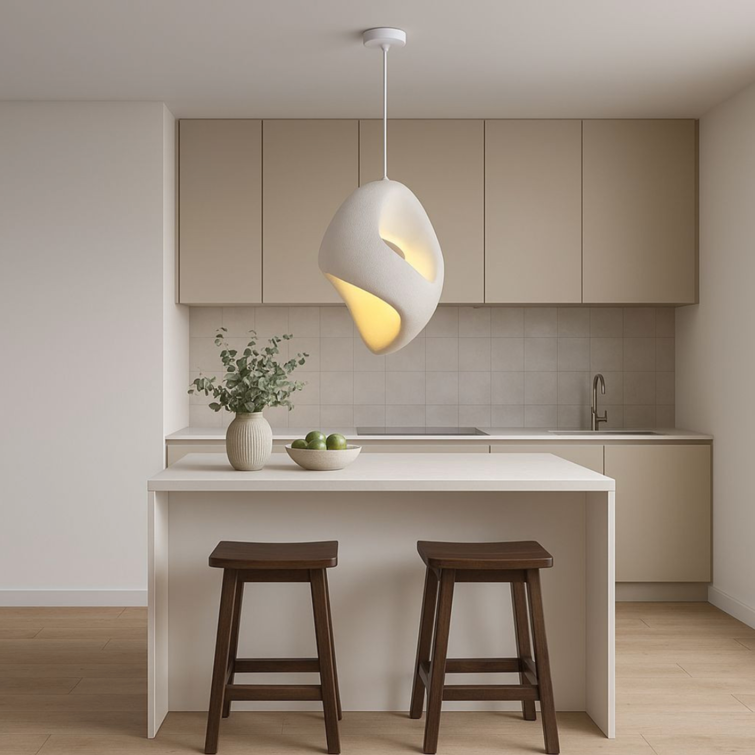 Zen Iki – Cream Japandi Textured Pendant Lamp 150cm