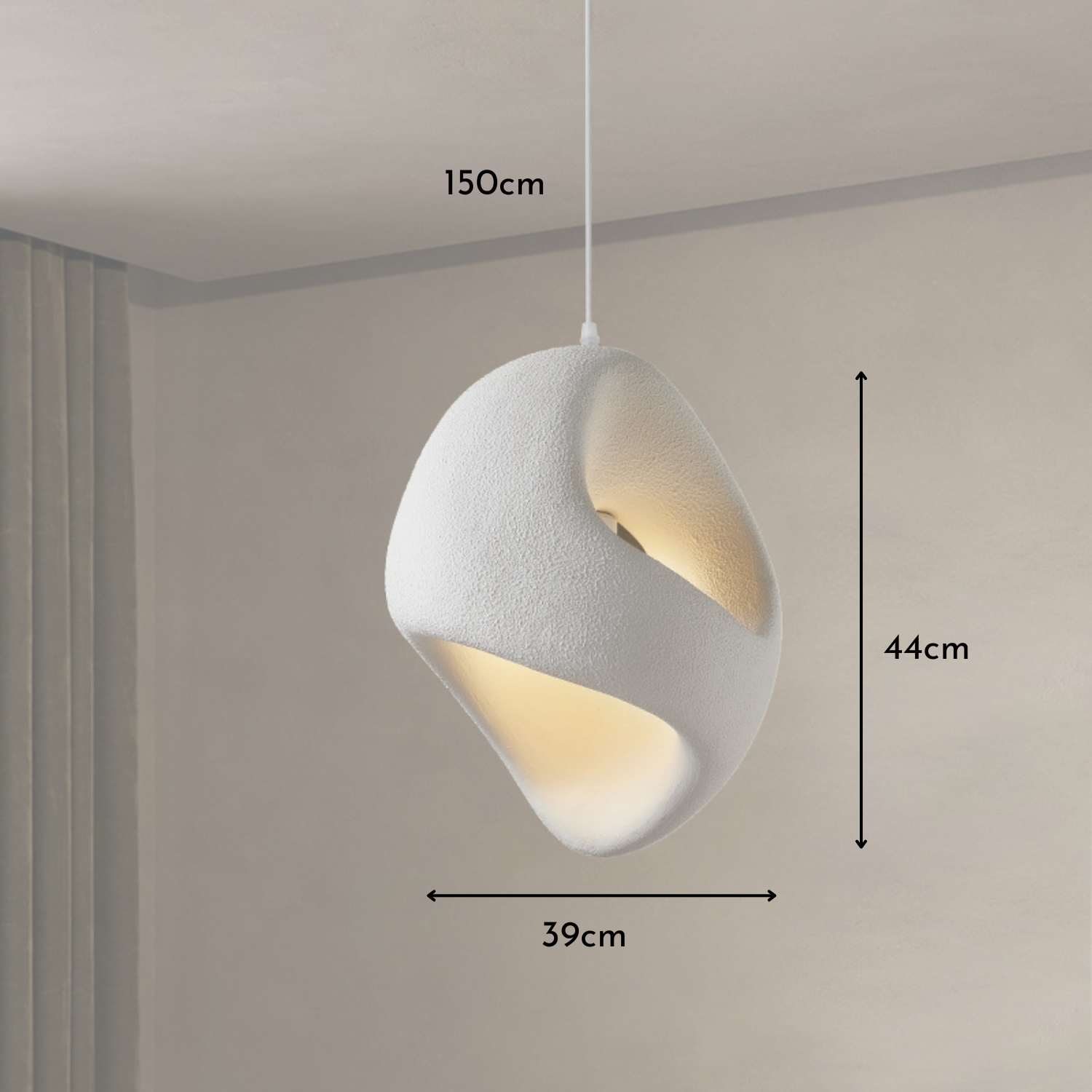 Zen Iki – Cream Japandi Textured Pendant Lamp 150cm