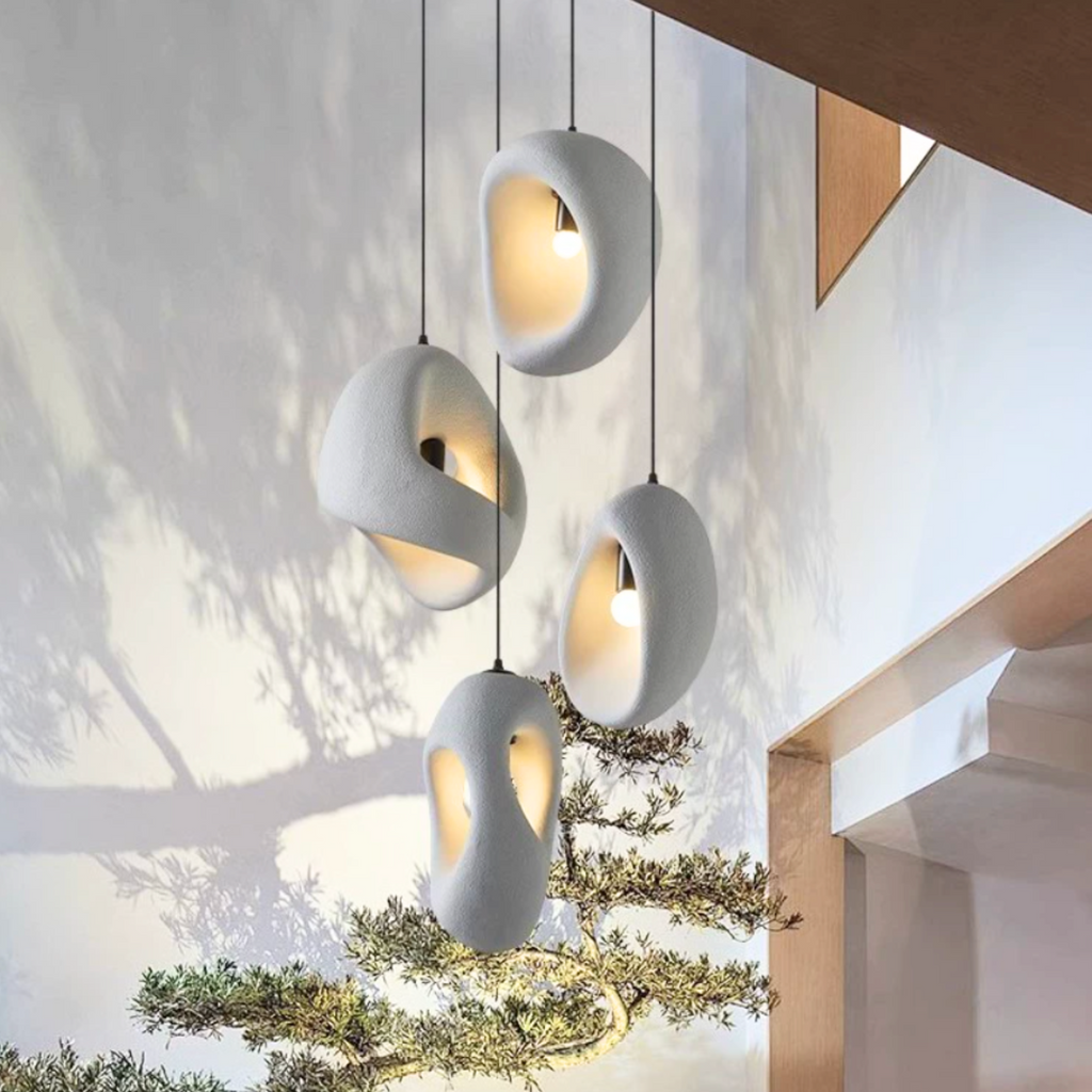 Zen Iki – Cream Japandi Textured Pendant Lamp 150cm