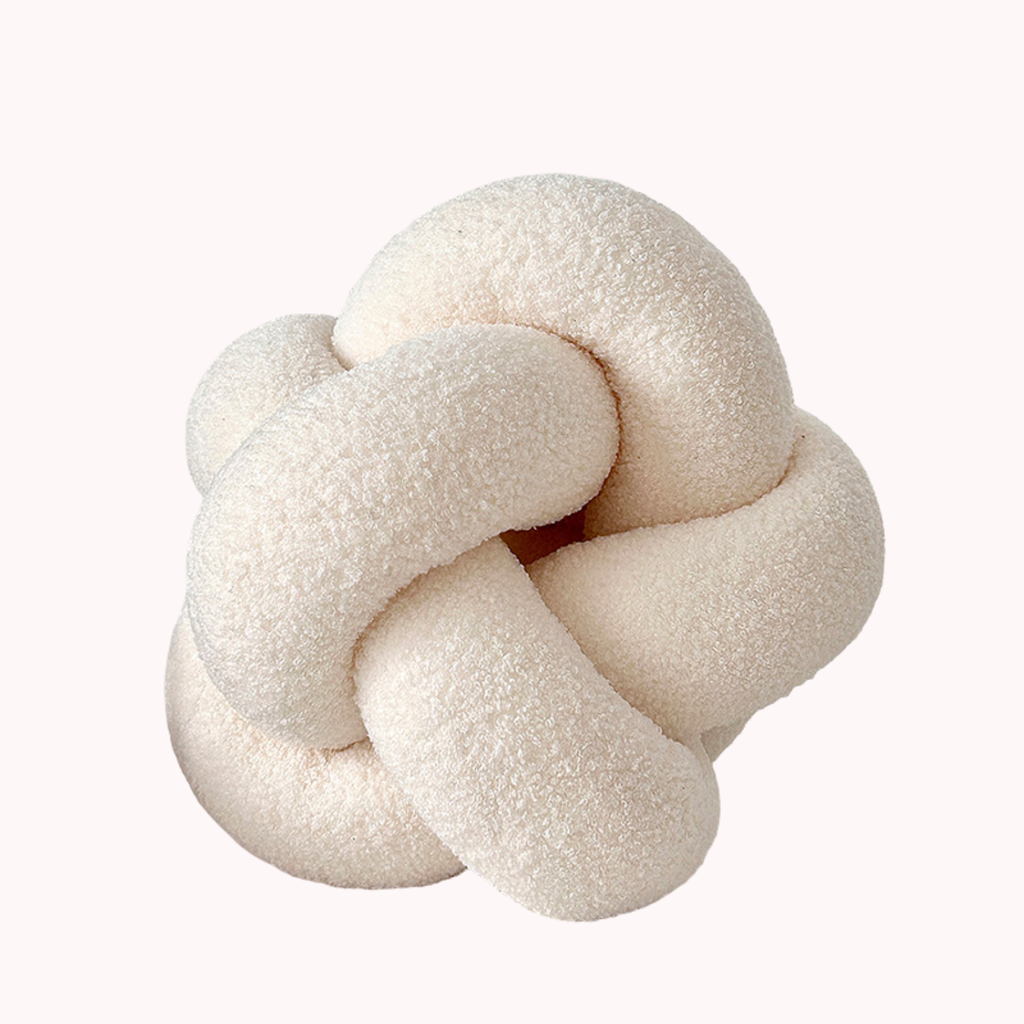 Bela Bouclé Knot Cushion | Soft Lamb-Like Texture, Elegant Nude