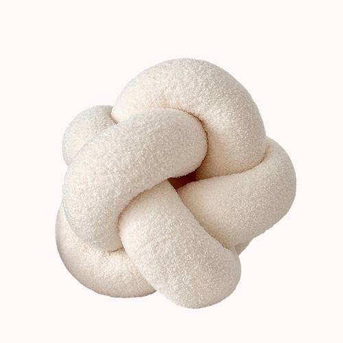 Bela Bouclé Knot Cushion | Soft Lamb-Like Texture, Elegant Nude