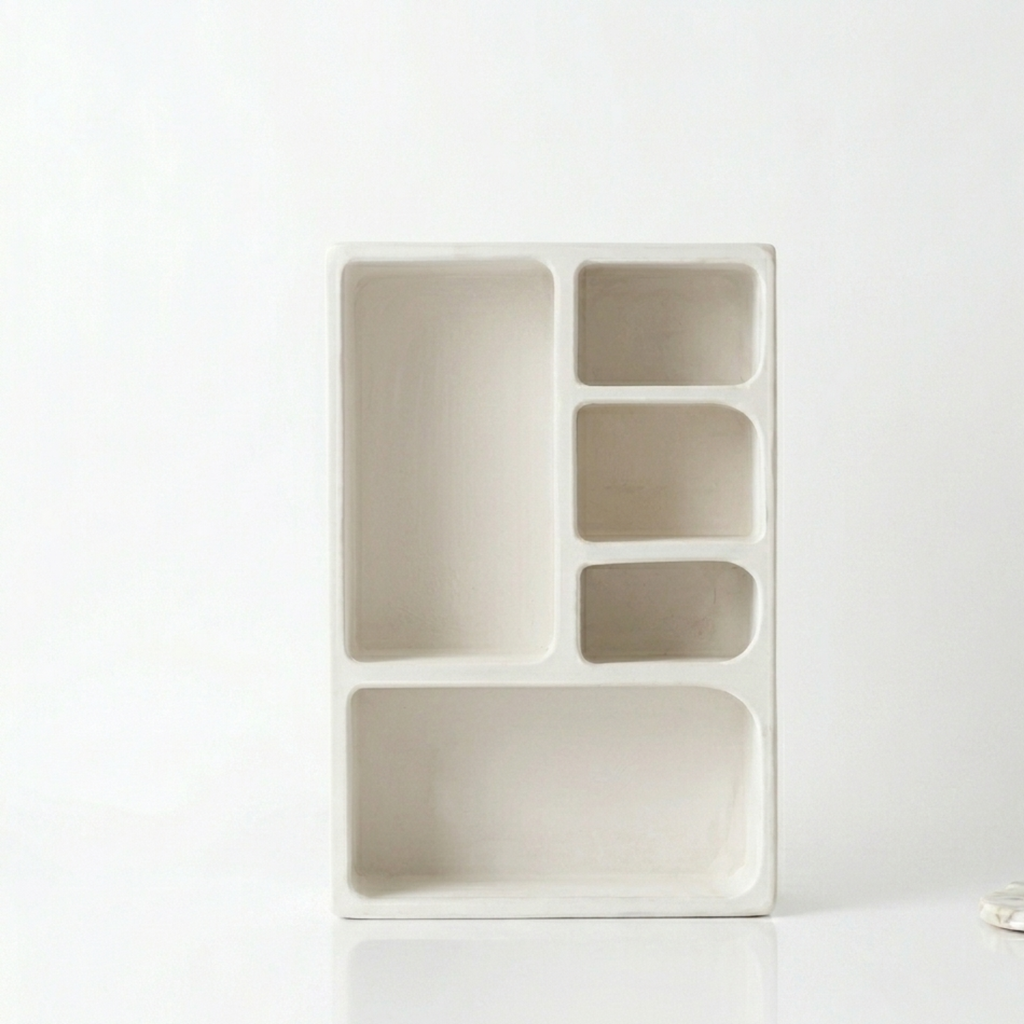 Bela Geometric Organiser Shelf | Versatile Ivory Design